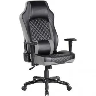 Scaun de birou Kring Race, inaltime reglabila, mecanism tilt, PU, Negru/Gri