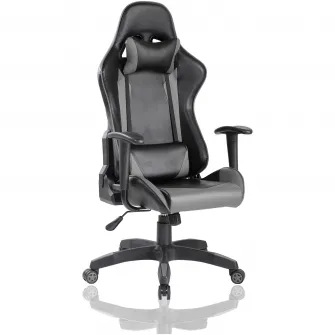 Scaun de birou Kring Sim, inaltime reglabila, mecanism tilt,PU, Negru/Gri