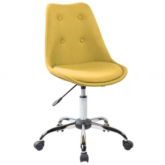 Scaun de birou rotativ Kring Shape, stofa, baza metal, Galben