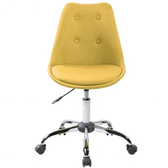 Scaun de birou rotativ Kring Shape, stofa, baza metal, Galben