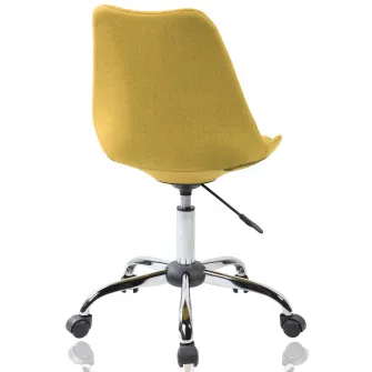 Scaun de birou rotativ Kring Shape, stofa, baza metal, Galben