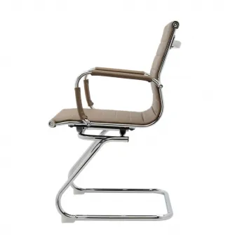Scaun de birou / vizitator Kring Lear, baza cromata, PU, Maro