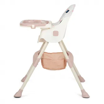 Scaun de masa 2 in 1 pentru bebelusi si copii pliabil Juju Eat&Smile, 6 luni-3 ani, transformabil, husa detasabila, tavita dubla, cos de depozitare, Pink-Elephants