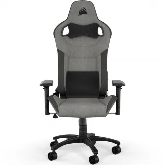 Scaun Gaming Corsair T3 Rush (2023), Textil, suport lombar Memory Foam, tetiera, Gri - Negru