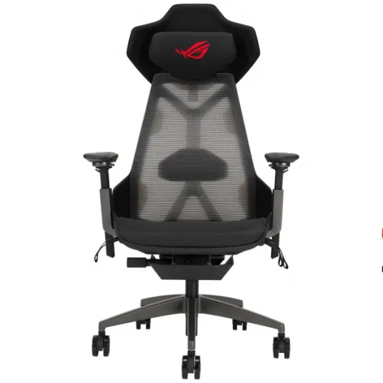 Scaung gaming ASUS ROG DESTRIER ERGO, design Cyborg, panou acustic detasabil, plasa respirabila si spuma PU
