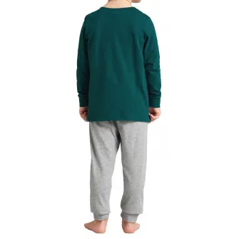 Schiesser, Pijama lunga de bumbac organic, Verde, Gri, 98 CM