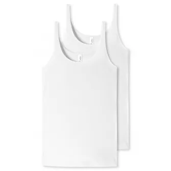 Schiesser, Set de maiouri uni cu decolteu rotunjit - 2 piese, Alb, 2XL