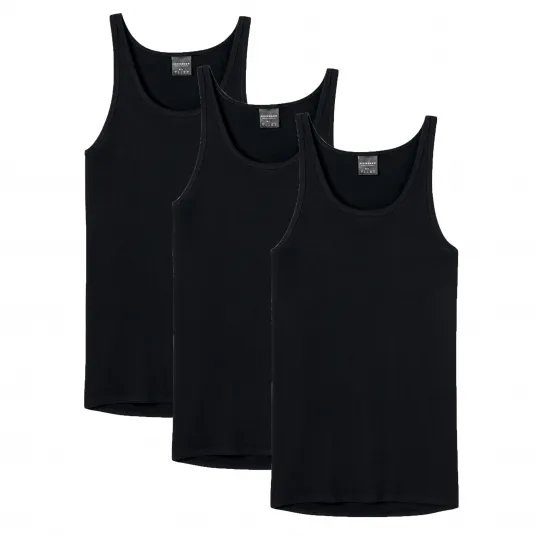 Schiesser, Set de topuri din bumbac - 3 piese, Negru, XL