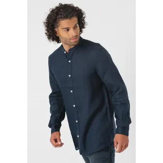 Scotch & Soda, Camasa de in cu guler tunica, Albastru ultramarin, S