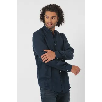 Scotch & Soda, Camasa de in cu guler tunica, Albastru ultramarin, S