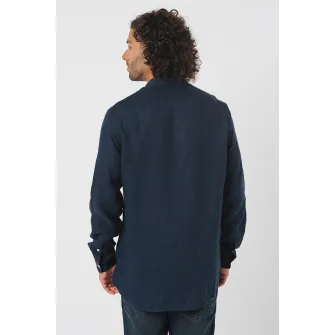 Scotch & Soda, Camasa de in cu guler tunica, Albastru ultramarin, S