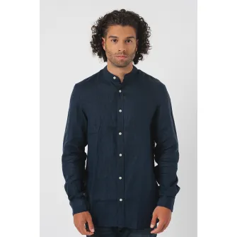 Scotch & Soda, Camasa de in cu guler tunica, Albastru ultramarin, S