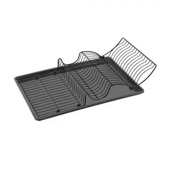 Scurgator vesela cu tavita Metaltex Wingtex Lava, 50X31cm, metal tratat Touch-Therm, culoare negru mat, aspect fier forjat