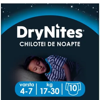 Scutece-chilotel pentru noapte Huggies DryNites 4-7 yrs, Boy, 17-30kg, 10 buc
