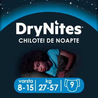 Scutece-chilotel pentru noapte Huggies DryNites 8-15 yrs, Boy, 27-57kg, 9 buc