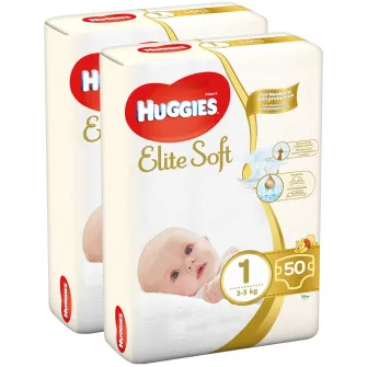 Scutece Huggies Elite Soft 1, 3-5 kg, 100 buc