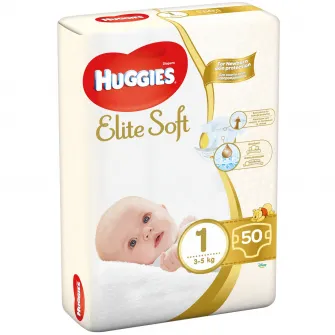 Scutece Huggies Elite Soft 1, 3-5 kg, 50 buc