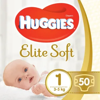 Scutece Huggies Elite Soft 1, 3-5 kg, 50 buc