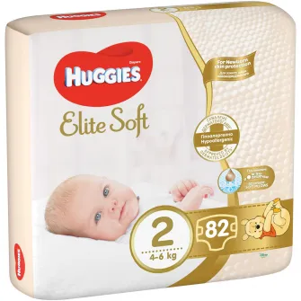 Scutece Huggies Elite Soft 2, 4-6 kg, 82 buc