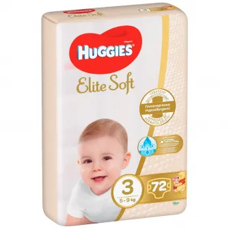 Scutece Huggies Elite Soft 3, 5-9 kg, 72 buc