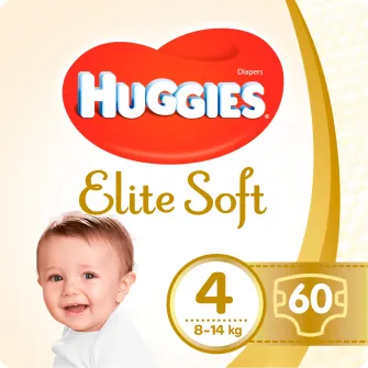 Scutece Huggies Elite Soft 4, 8-14 kg, 60 buc