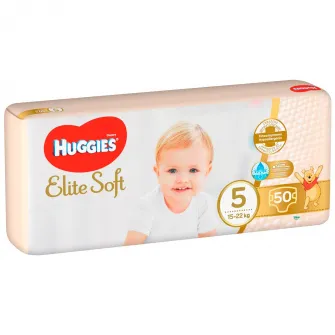 Scutece Huggies Elite Soft 5, 15-22 kg, 50 buc