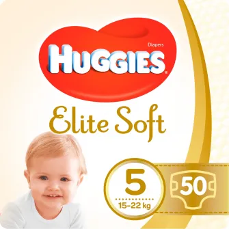 Scutece Huggies Elite Soft 5, 15-22 kg, 50 buc