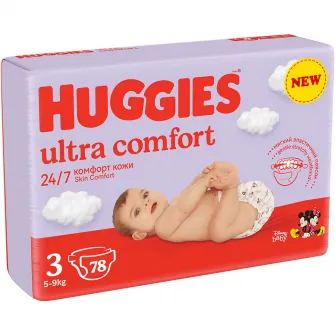 Scutece Huggies Ultra Comfort Mega Nr 3, 5-9 kg, 78 buc