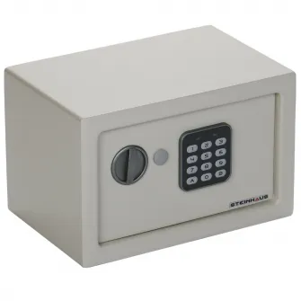 Seif din otel cu inchidere electronica si cheie Steinhaus, 180x280x180 mm, crem