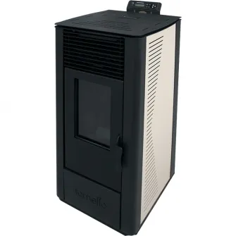 Semineu (soba ) pe peleti cu tiraj fortat Fornello Sophia Premium 11 kw, aprindere electrica, telecomanda, culoare Ivory, recomandat pentru 110 mp