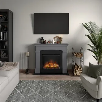 Semineu TAGU Helmi Solid Grey cu Focar Electric PowerFlame, 23 inch, FM463-GR3-23PF1A