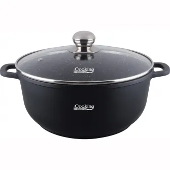 Semioala din aluminiu turnat si capac Dark Line, inductie, 32 cm x 14.5 cm, 10 L