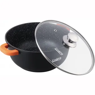 Semioala din aluminiu turnat si capac Dark Line, inductie, 32 cm x 14.5 cm, 10 L