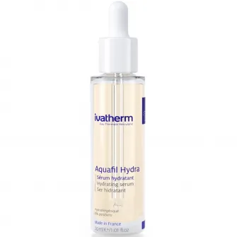 Ser hidratant cu acid hialuronic Aquafil Hydra, Ivatherm, pentru piele uscata si deshidratata, 30 ml