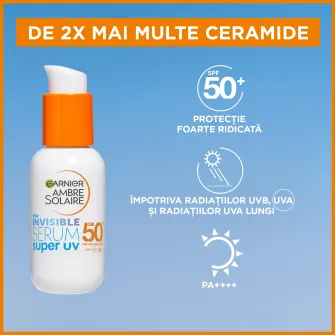 Serum de fata invizibil Super UV Garnier Ambre Solaire SPF 50+, 30 ml