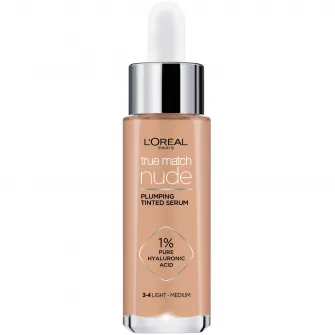 Serum redensificator infuzat cu pigmenti LOreal Paris True Match Nude 3-4 Light Medium, 30 ml