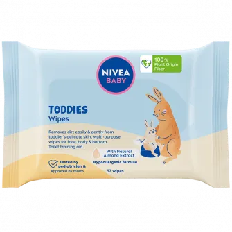 Servetele umede NIVEA Baby Toddies cu lapte de migdale si vitamine, 57buc.