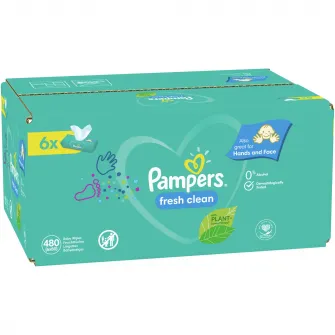 Servetele umede Pampers Fresh Clean, 6 pachete x 80, 480 buc