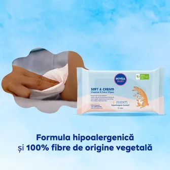 Servetele umede pentru bebelusi Nivea Baby Soft Cream Cleanse Care, 57 buc