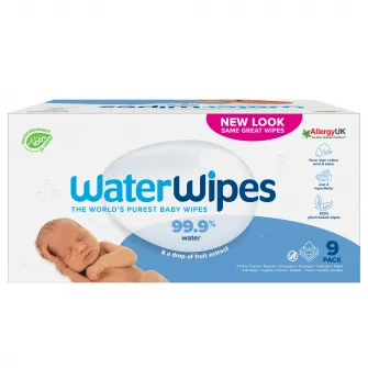 Servetele umede Water Wipes, 9 pachete x 60 buc, 540 buc