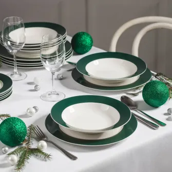 Serviciu de masa, Ambition Aura Green, portelan, 18 piese