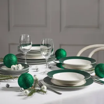Serviciu de masa, Ambition Aura Green, portelan, 18 piese