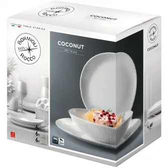 Serviciu de masa Bormioli Coconut, 18 piese, Opal alb