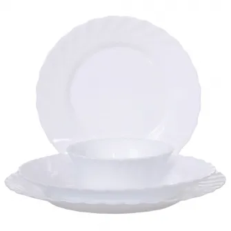 Serviciu de masa Eljado, opal alb rotund, 16 piese