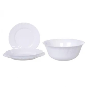 Serviciu de masa Eljado, opal alb rotund, 19 piese