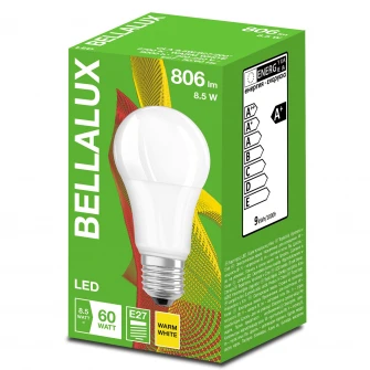 Set 10 becuri LED BELLALUX A60, E27, 8.5W (60W), 806 lm, A+, temperatura lumina calda (2700K)