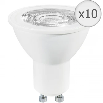 Set 10 becuri spot LED BELLALUX PAR16 50, GU10, 5W (50W), 350 lm, A+, temperatura lumina calda (4000K)