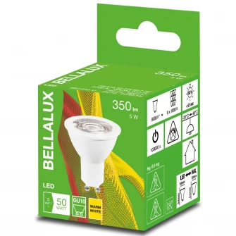 Set 10 becuri spot LED BELLALUX PAR16 50, GU10, 5W (50W), 350 lm, A+, temperatura lumina calda (2700K)
