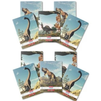Set 10 Caiet Herlitz, A5, 48 file, 70g/mp, patratele, colturi rotunjite, motiv Dino Mania
