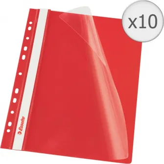 Set 10 dosare PP cu multiperforatii Esselte VIVIDA, A4, Rosu